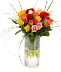 Bouquet de 25 roses multicolores