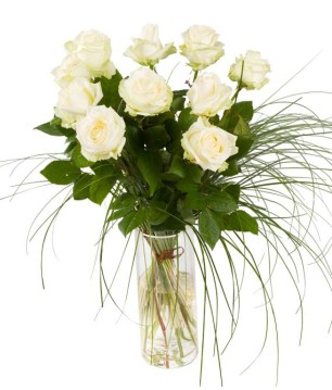Bouquet de 10 roses blanches