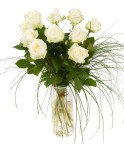 Bouquet de 10 roses blanches