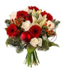 Bouquet rond rouge et blanc de Noël