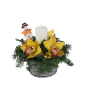 Composition orchidées jaunes de Noël
