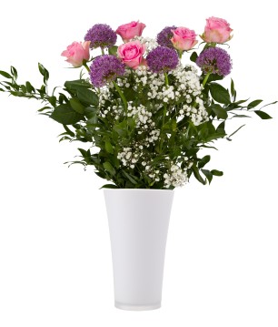 Bouquet de têtes d'ail et de roses