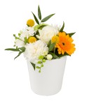 Compositions fleurs tons orange et blanc
