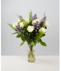 Bouquet asters et roses blanches