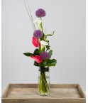 Bouquet arums, anthuriums et têtes d'ail