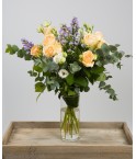 Bouquet asters et roses orange