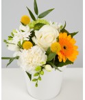 Compositions fleurs tons orange et blanc
