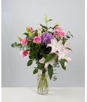 Bouquet de lys, roses et hortensia