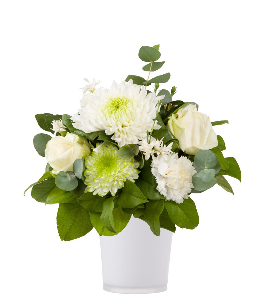 Bouquet blanc et feuillage des Ateliers Fleurs